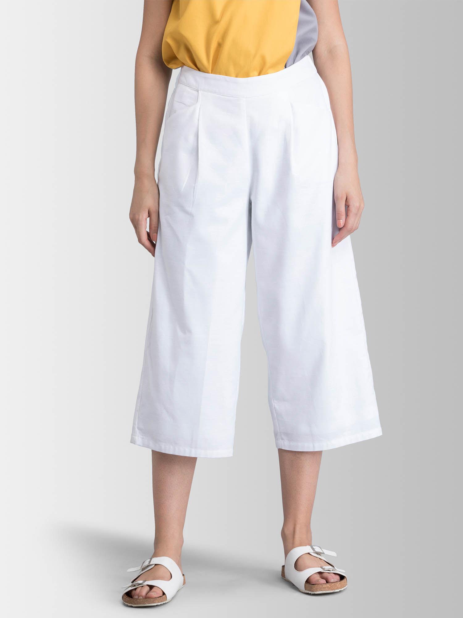 white solid culottes