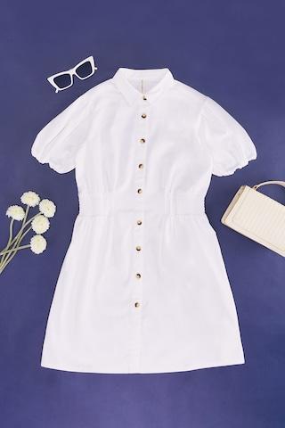 white solid full length  casual girls regular fit  dress