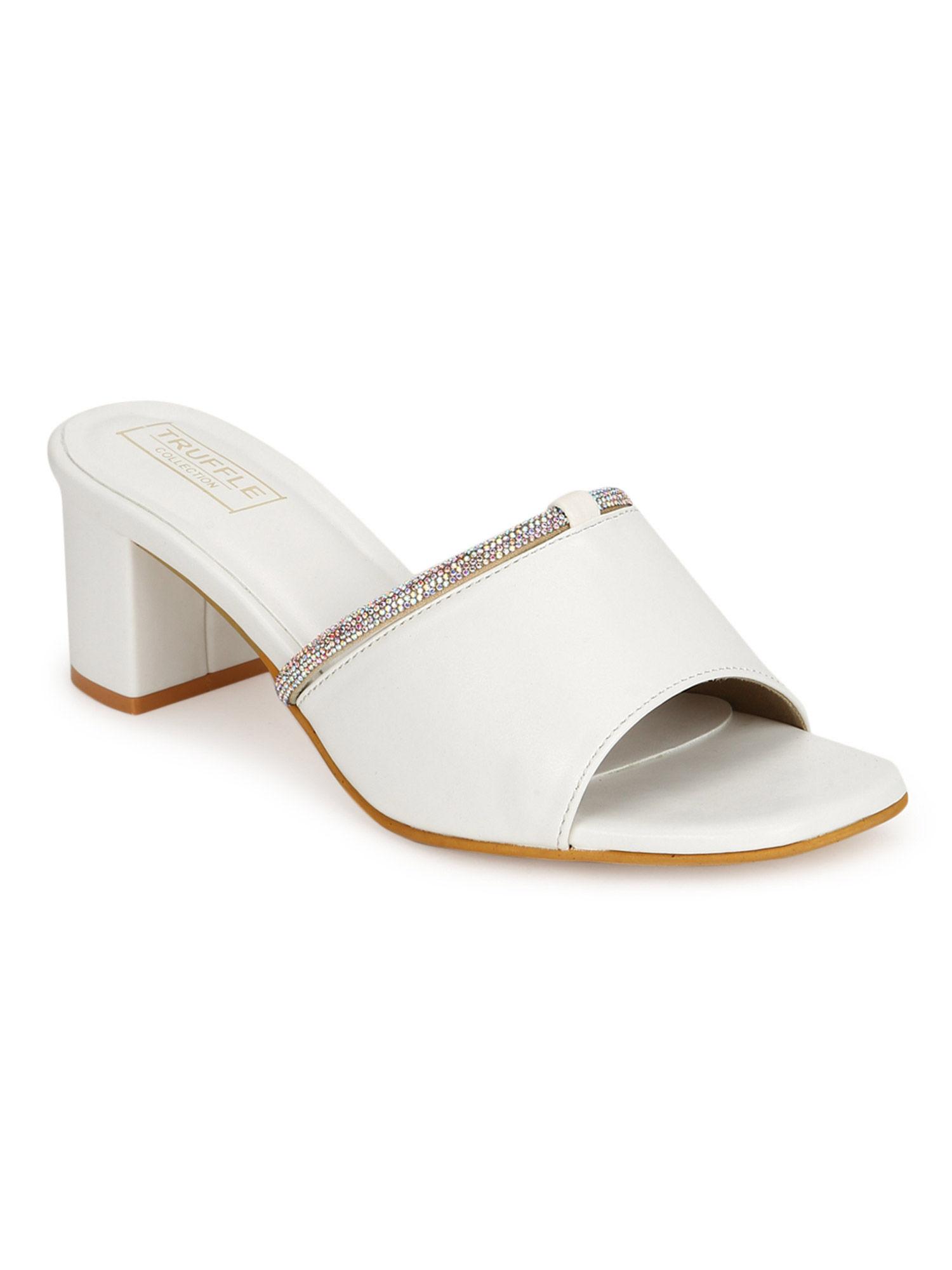 white solid heels