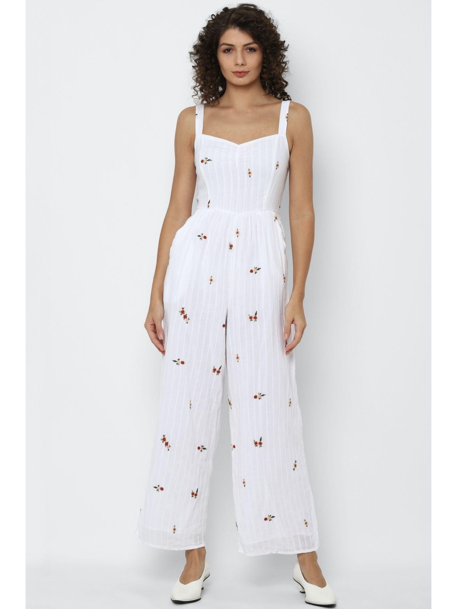 white solid jumpsuit