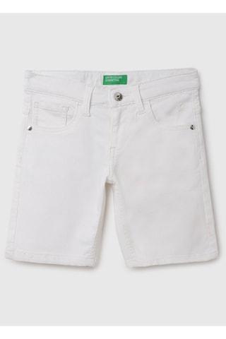 white solid knee length casual boys regular fit shorts
