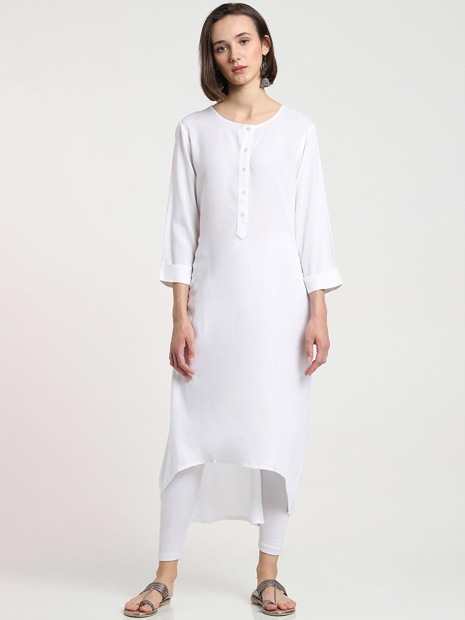 white solid kurta