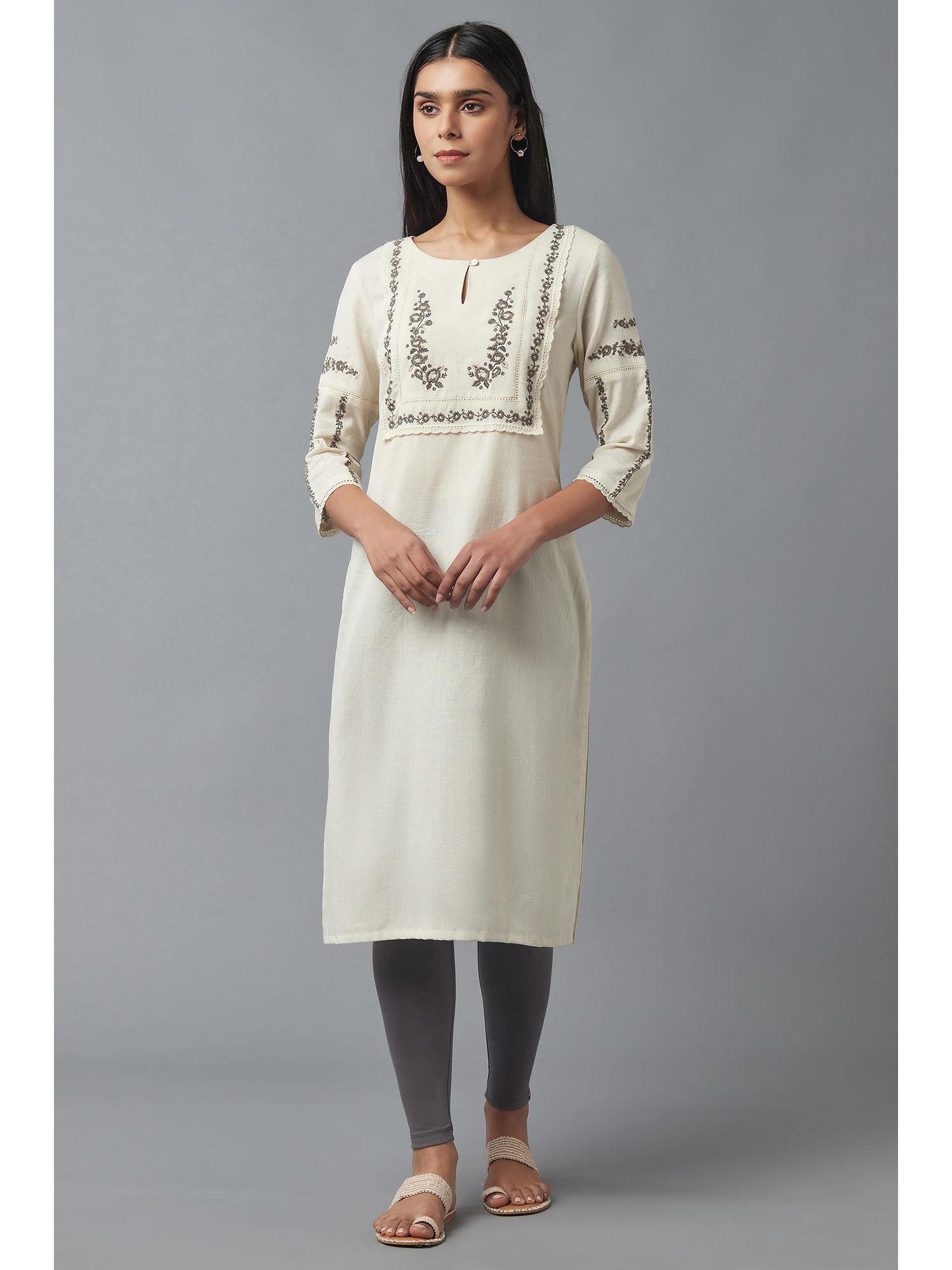 white solid kurta