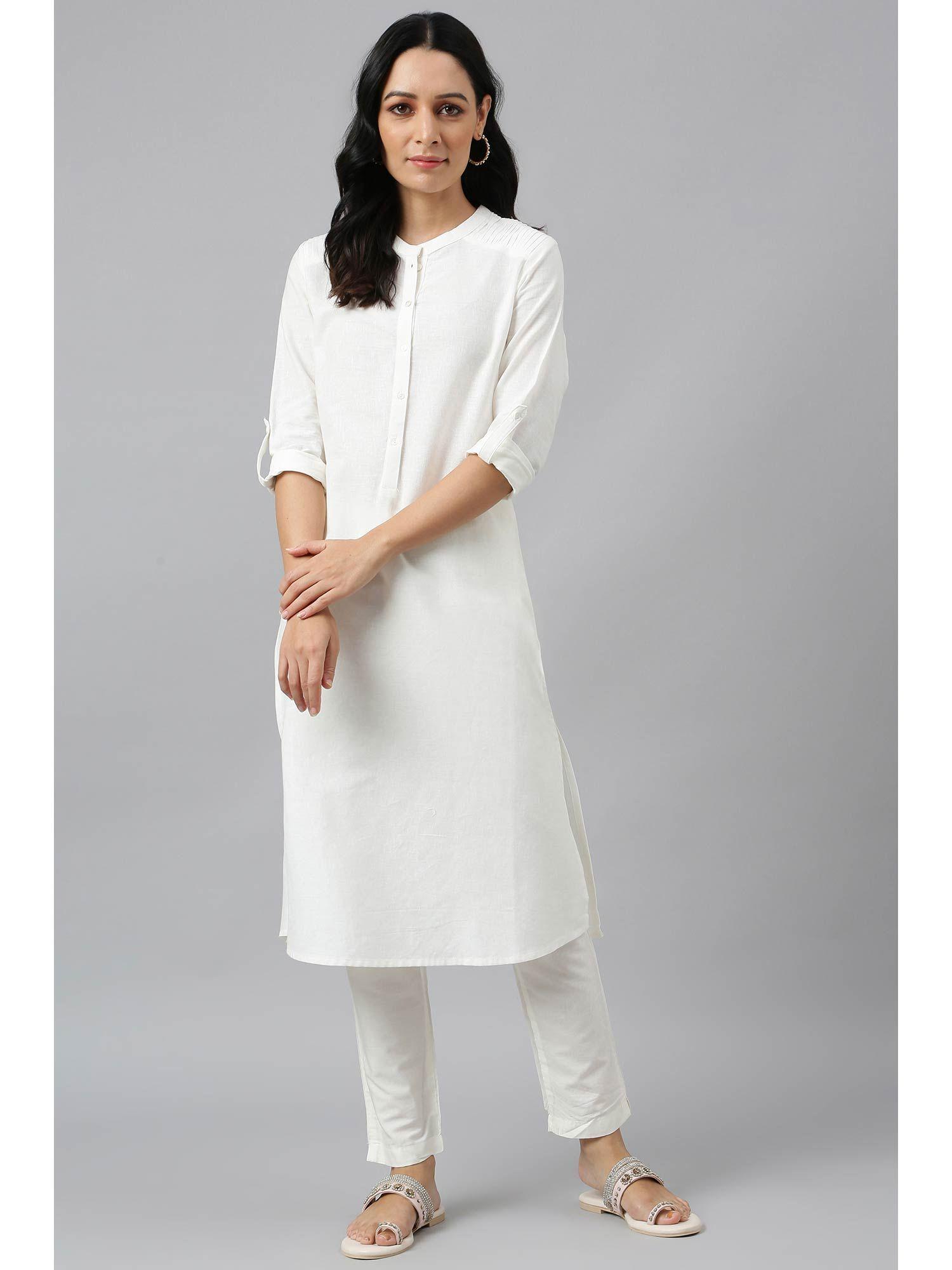 white solid kurta