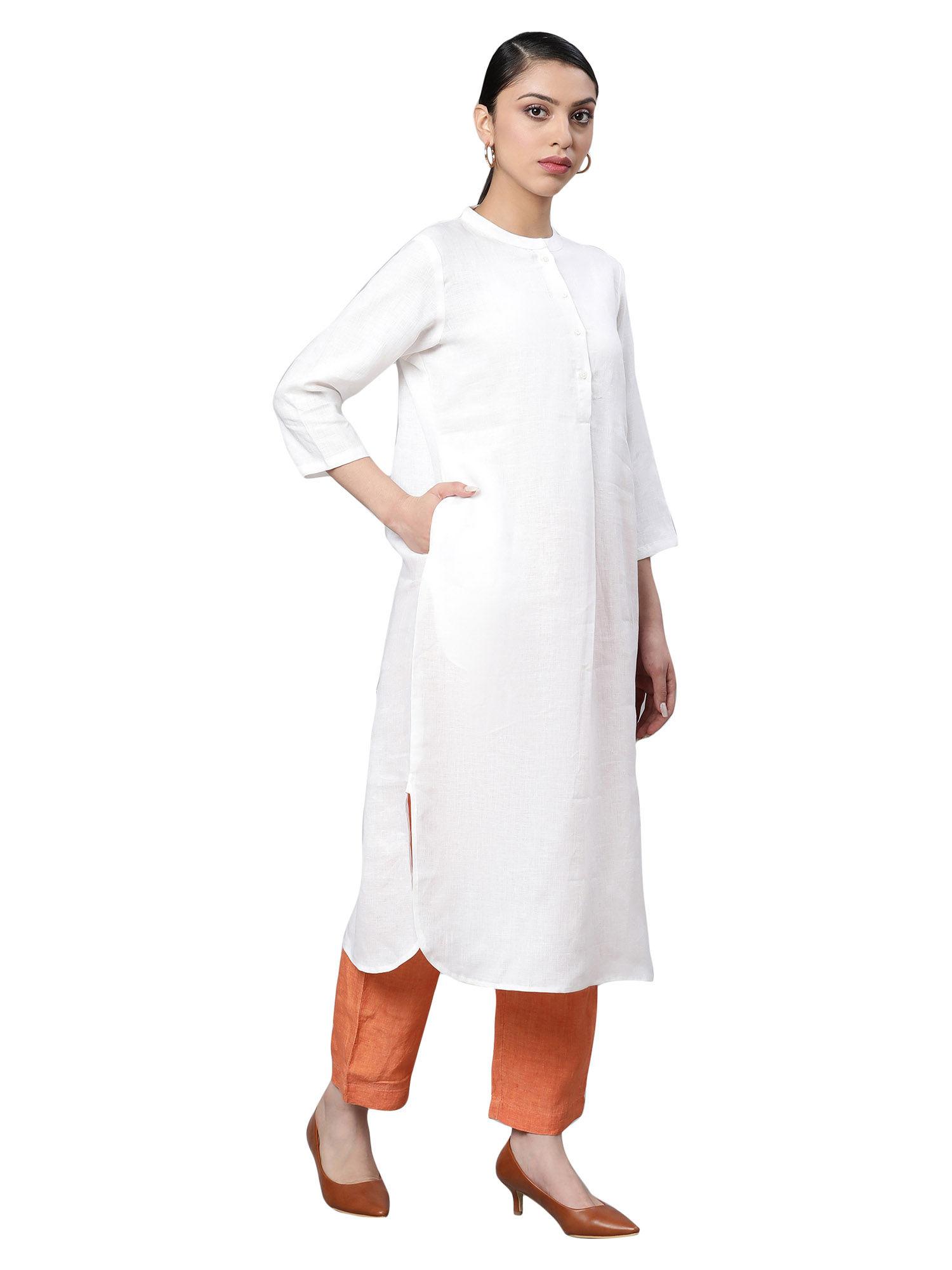 white solid kurta