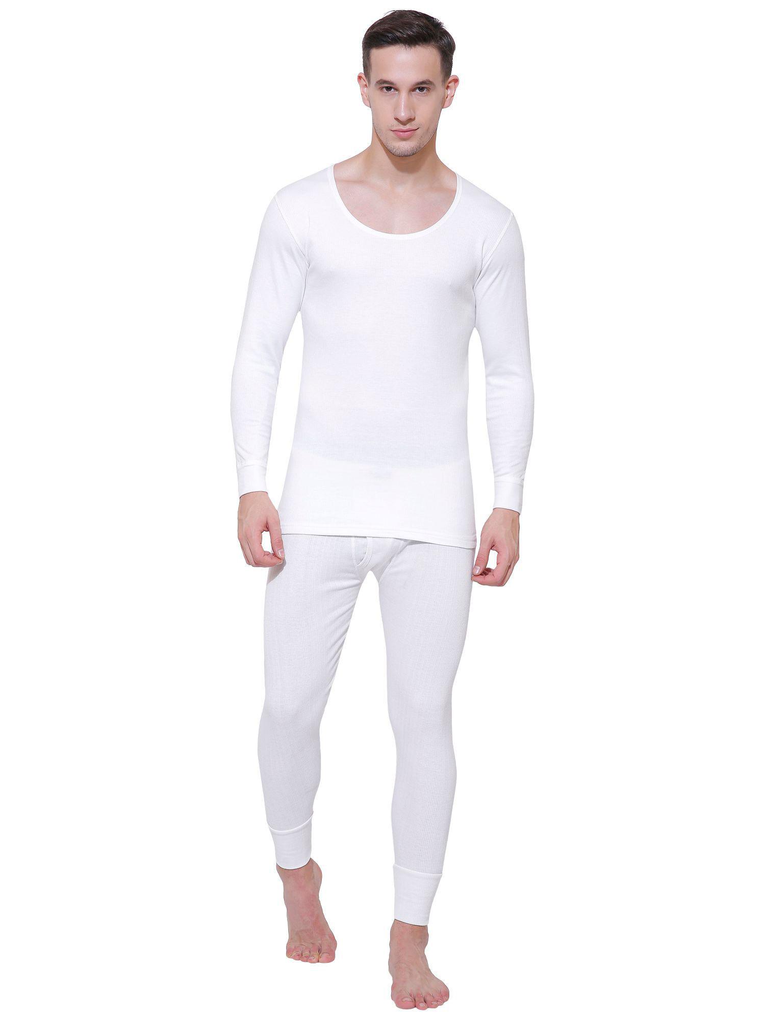 white solid men thermal top white