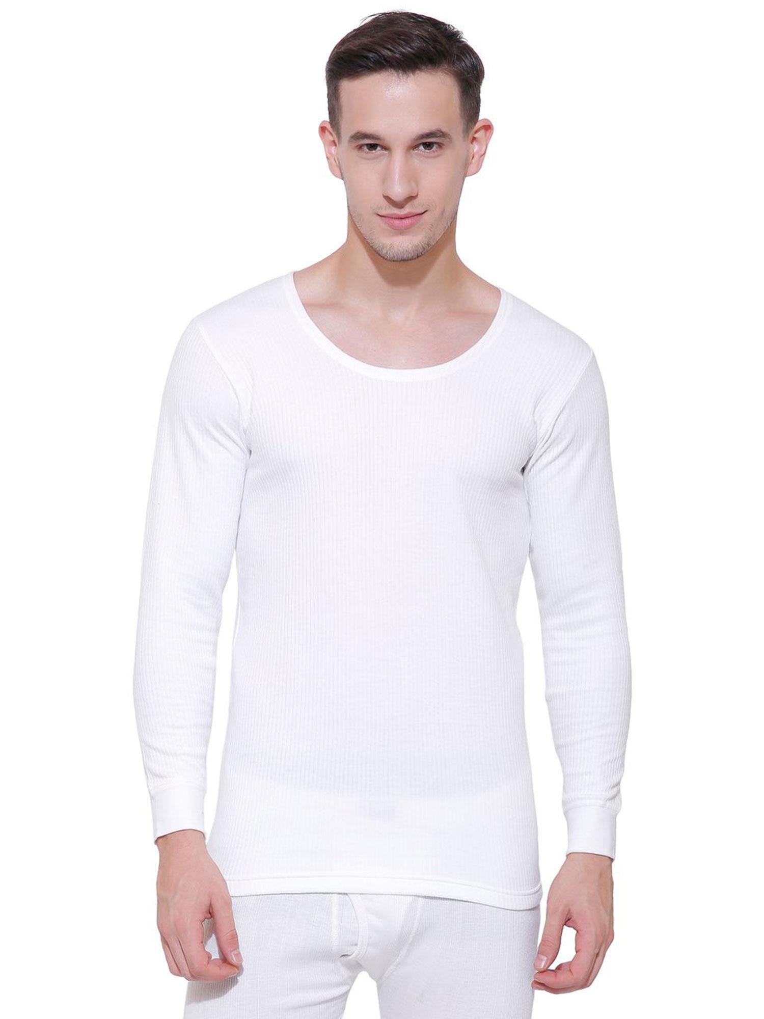 white solid men thermal top white