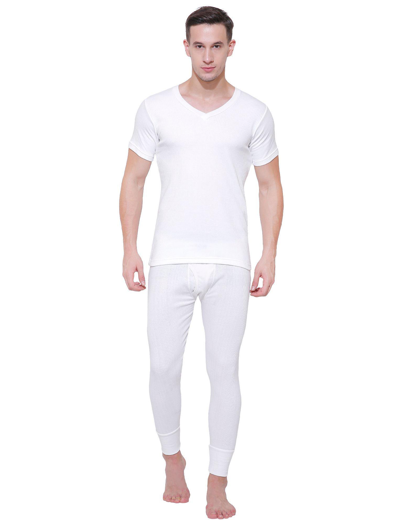 white solid men thermal top white