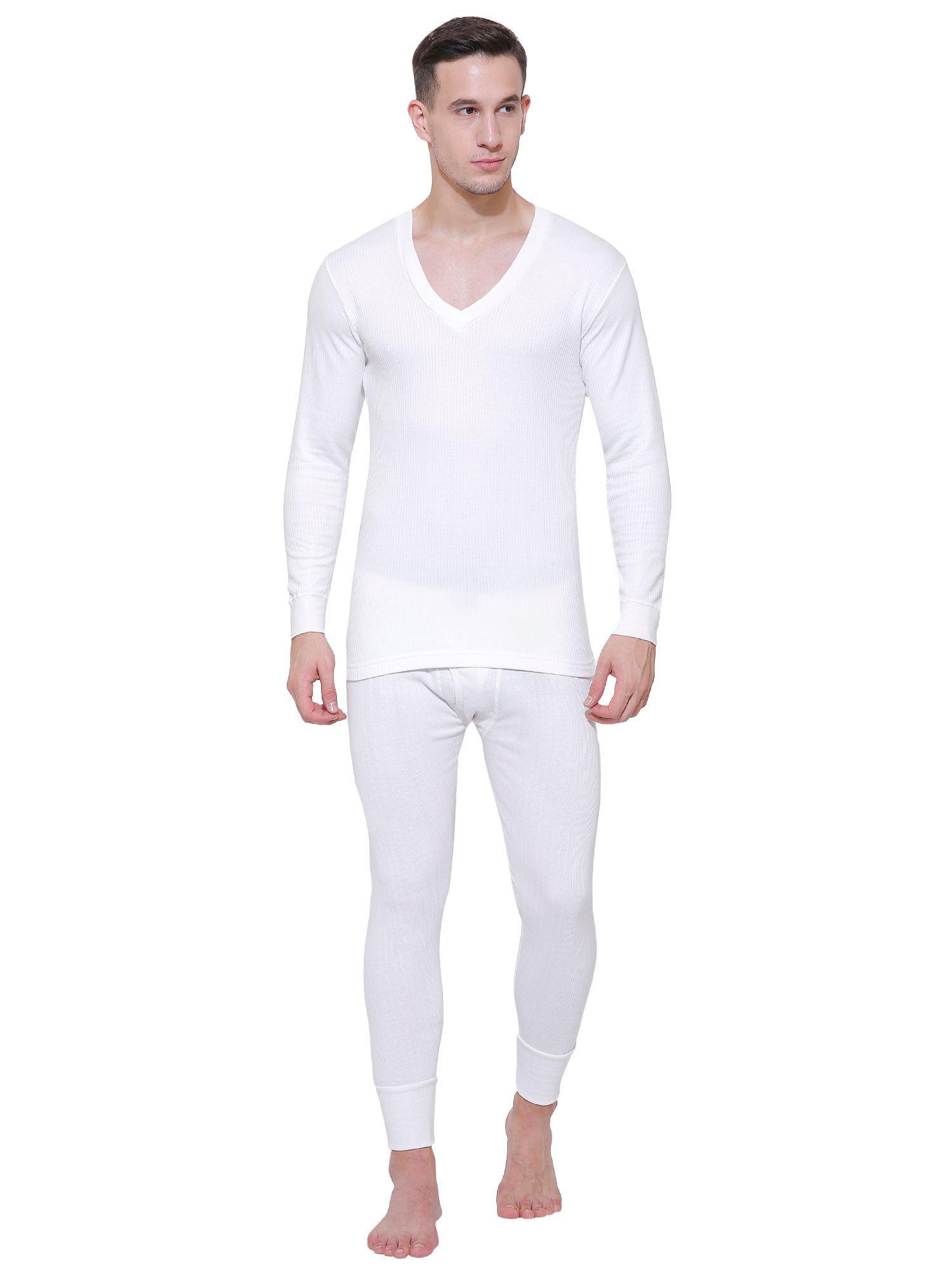 white solid men thermal top white