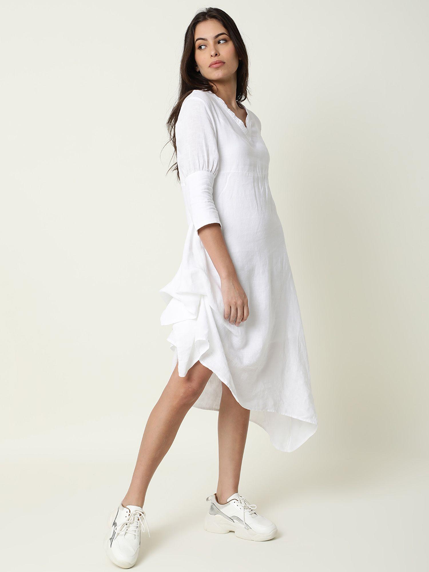 white solid mini dress