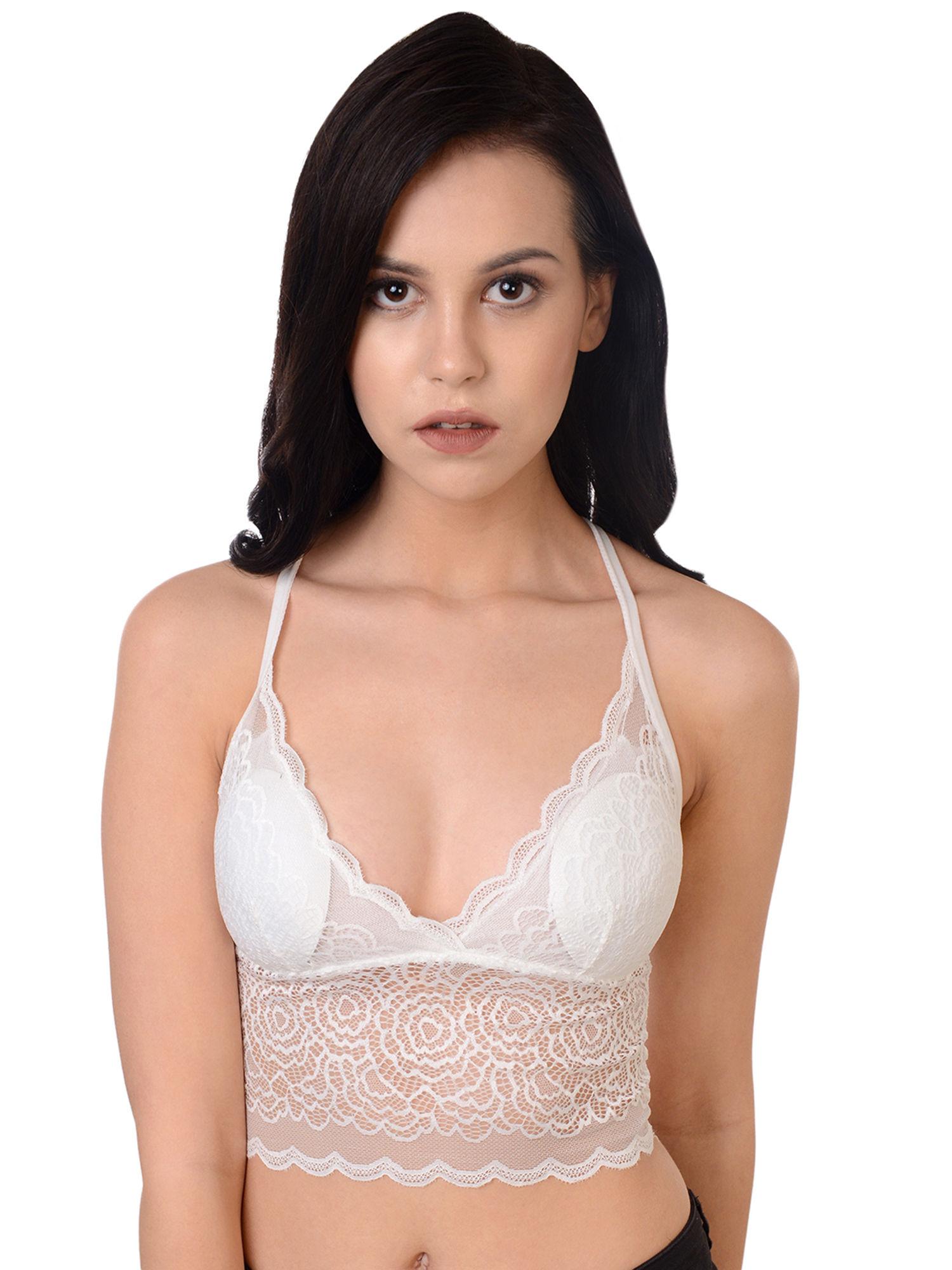 white solid non-wired lightly padded bralette