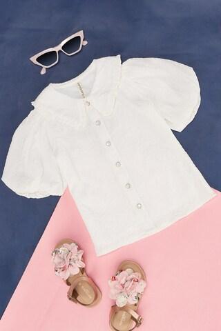 white solid party half sleeves peter pan collar girls regular fit  top