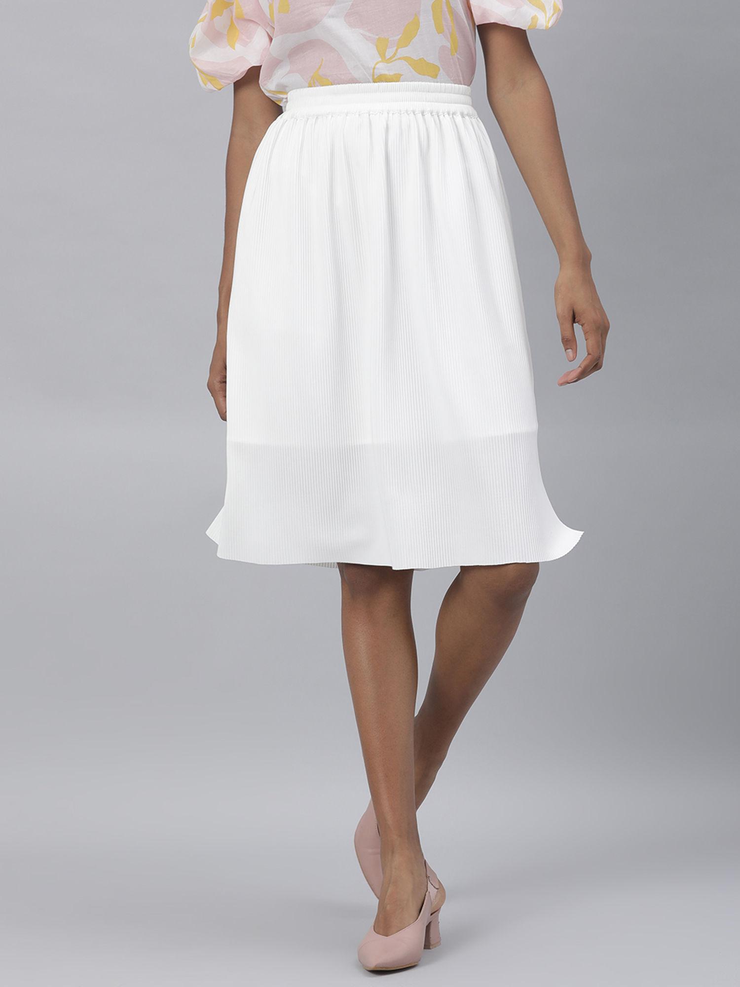 white solid plain skirt