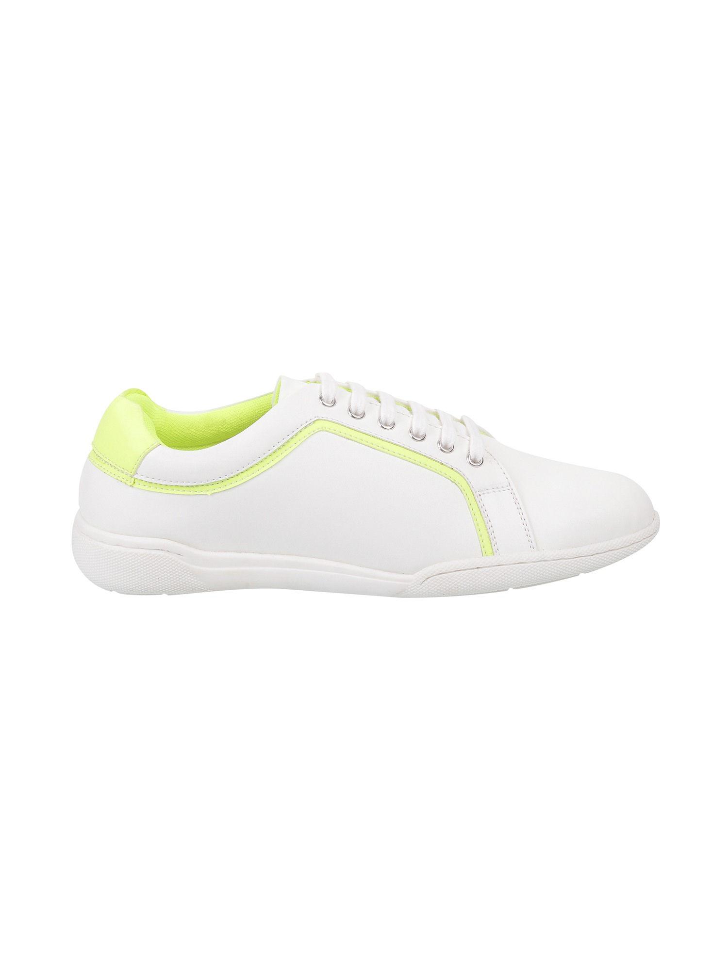 white solid-plain sneakers