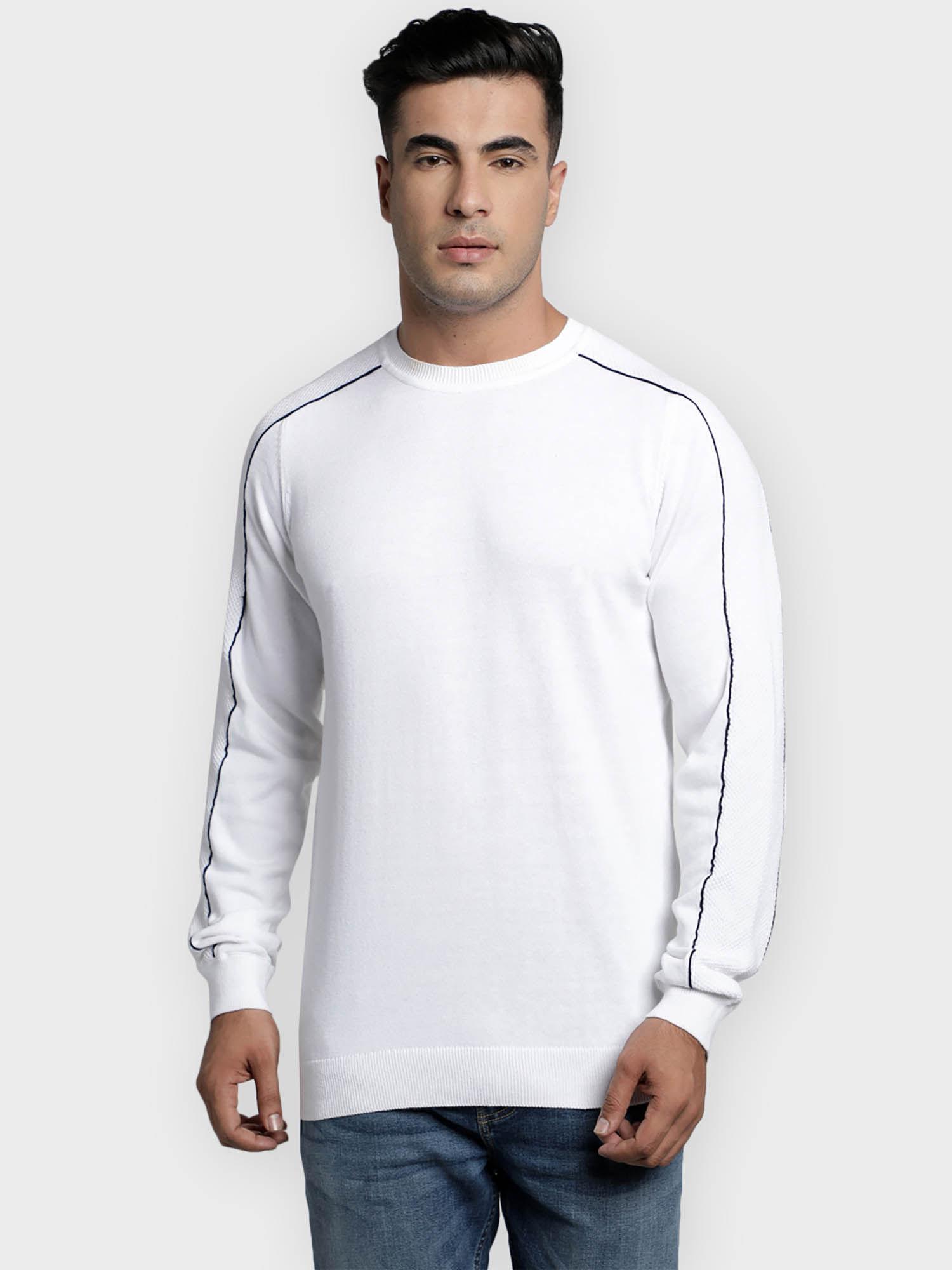white solid pullover sweater