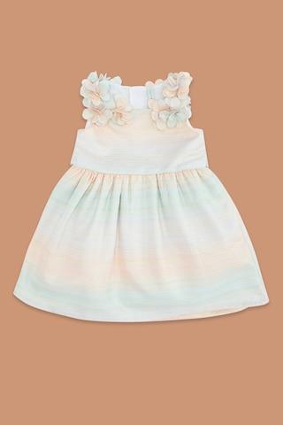 white solid round neck party half sleeves baby regular fit dress