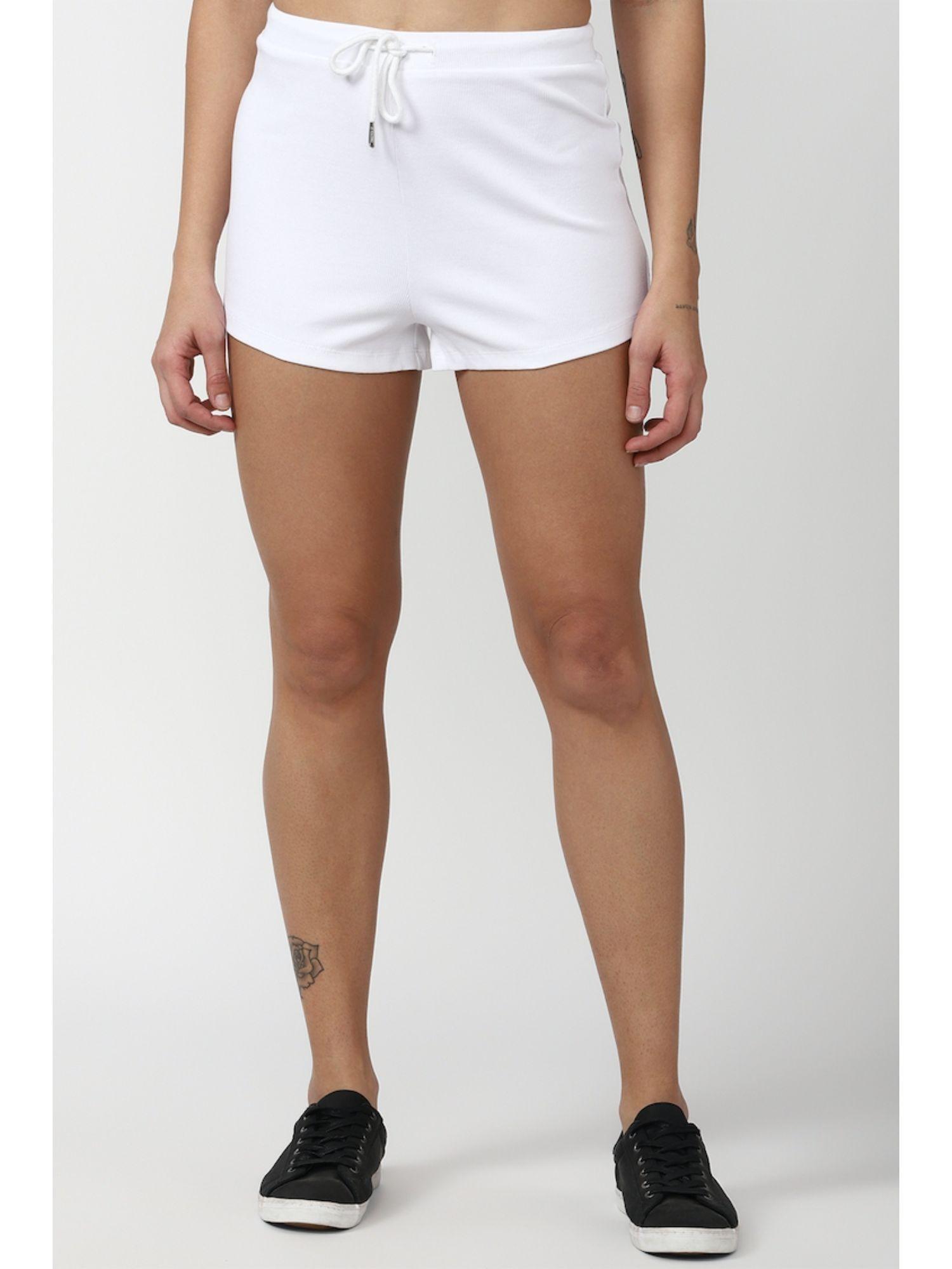 white solid shorts