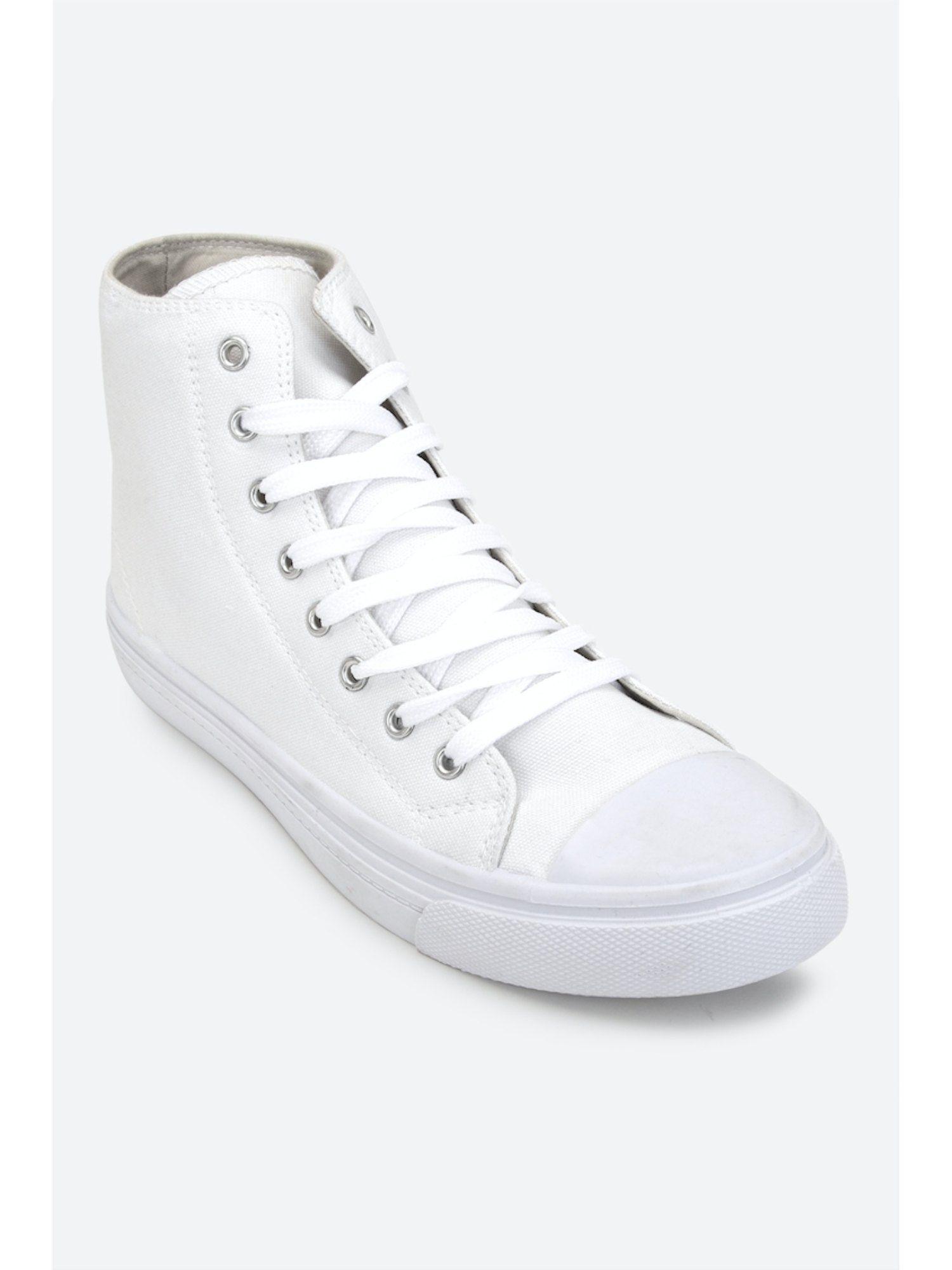 white solid sneakers