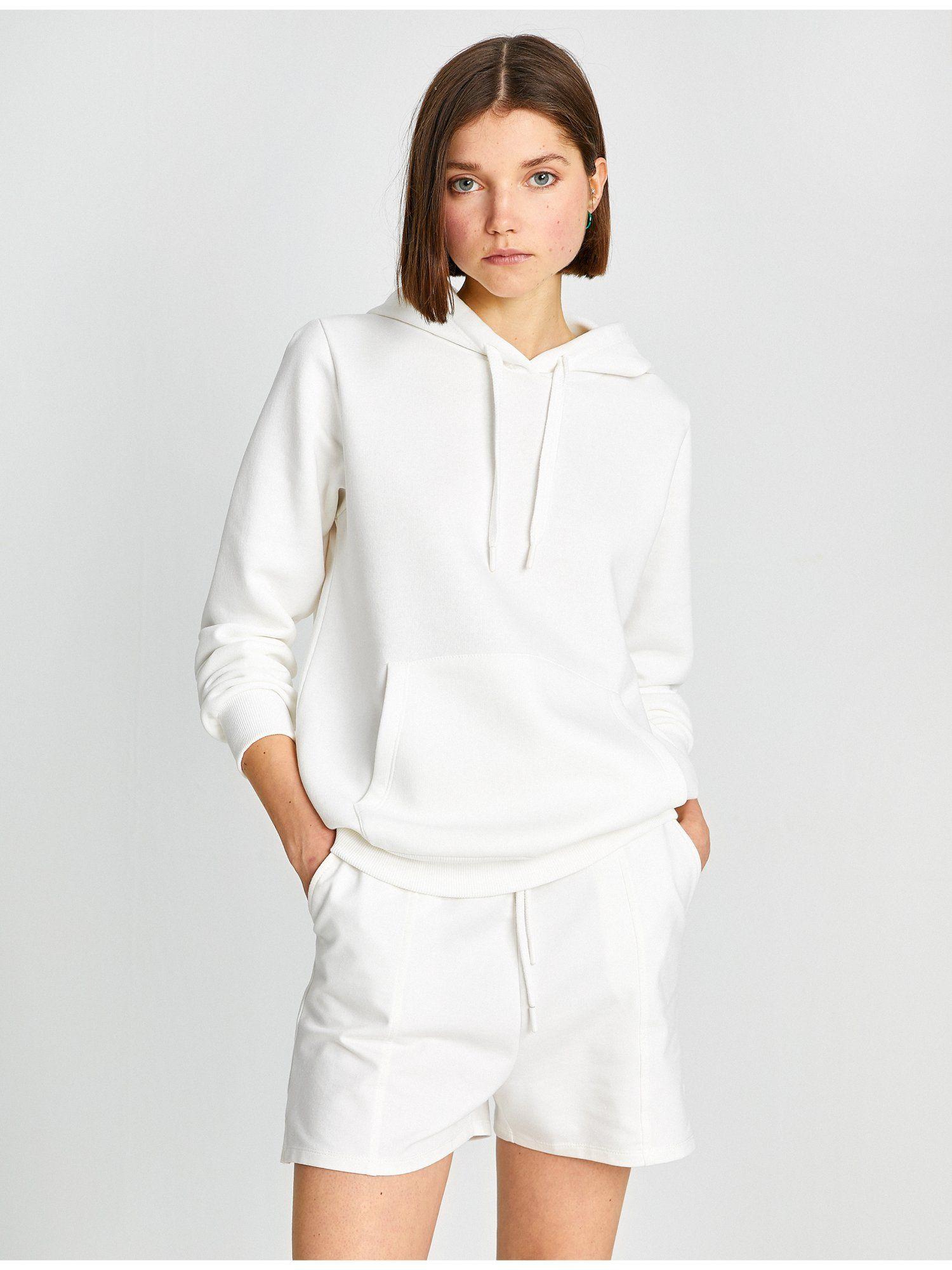 white solid sports hoodie