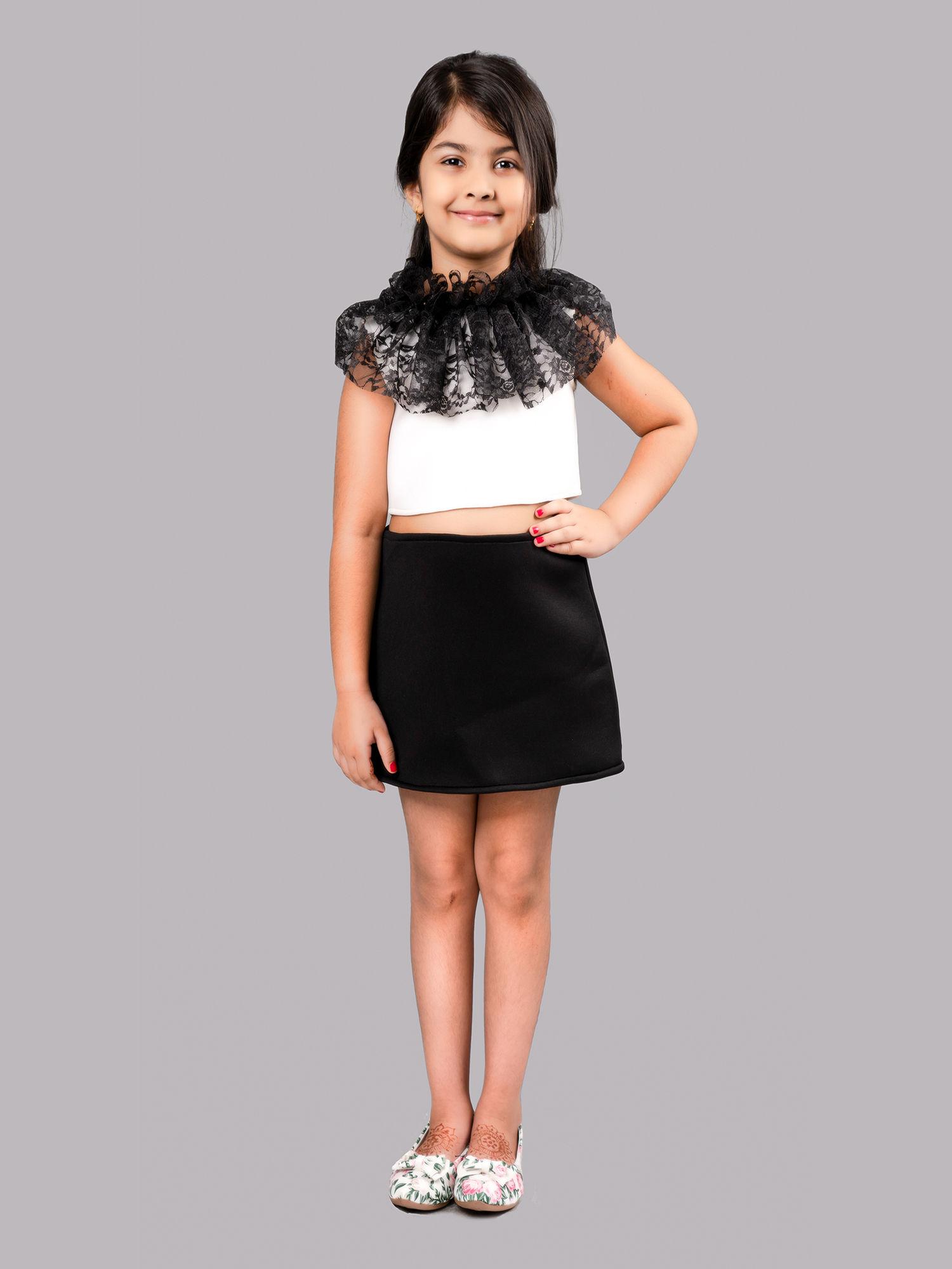 white solid top and skirt (set of 2)