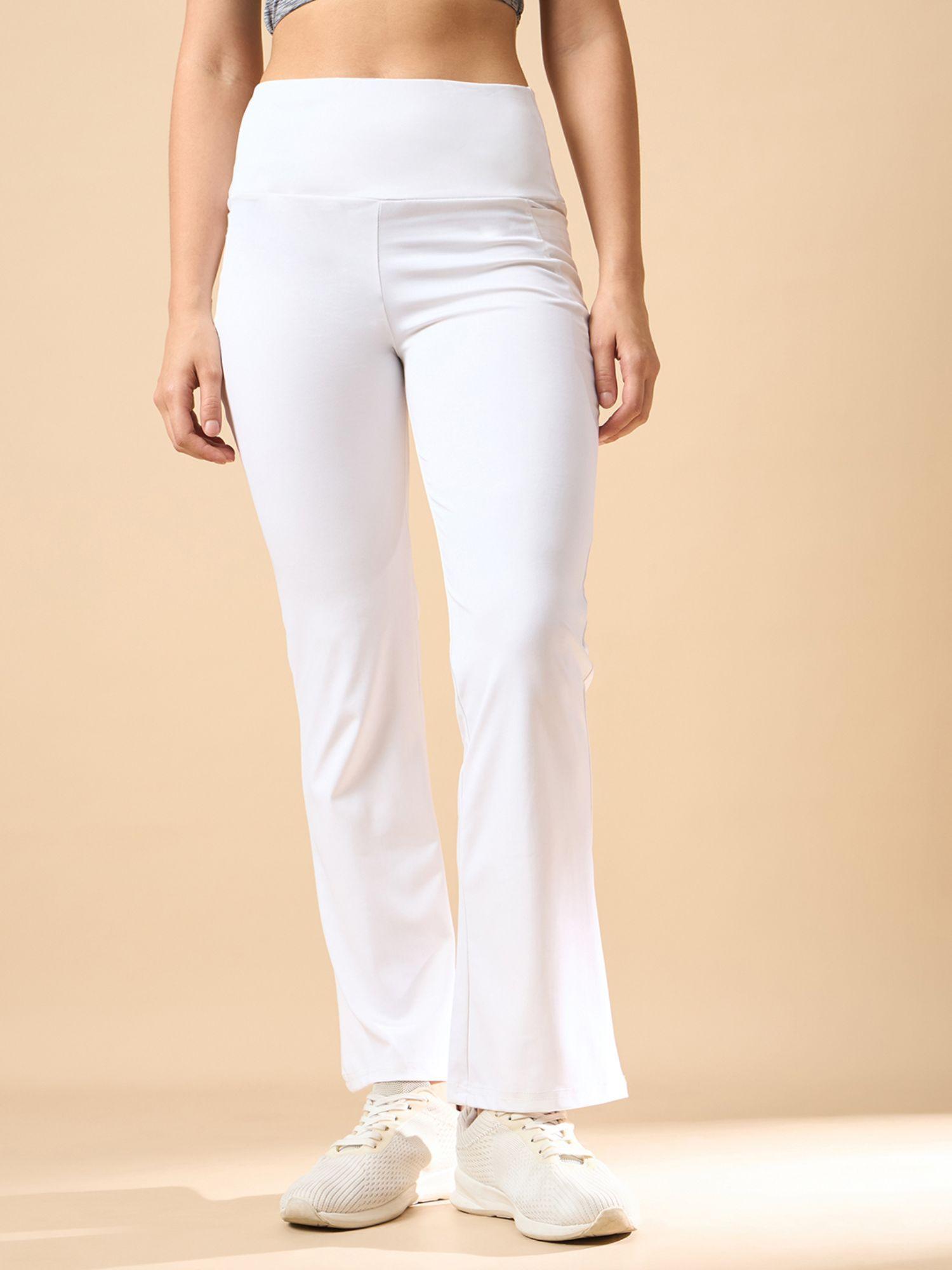 white solid track pant