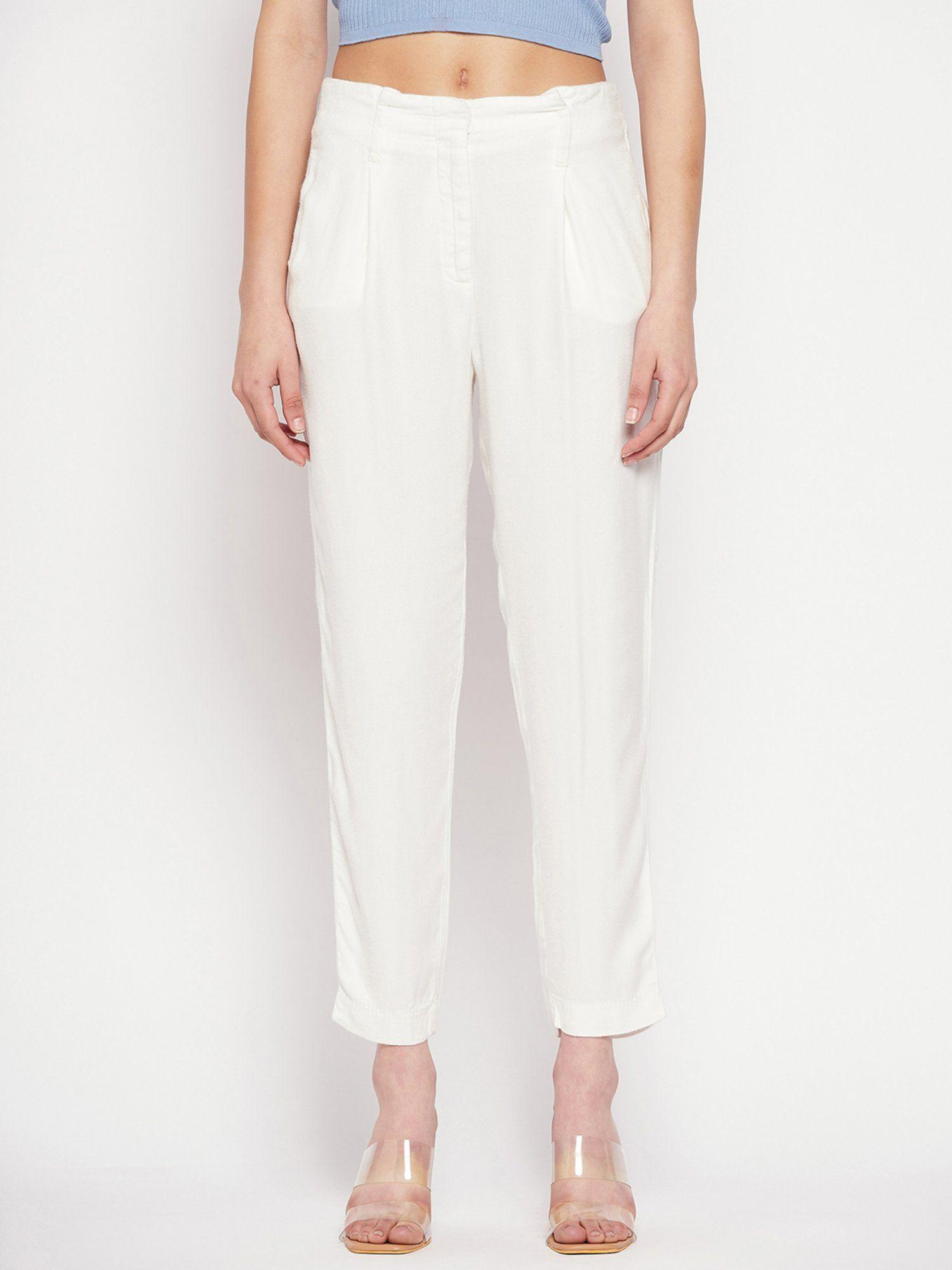 white solid trouser