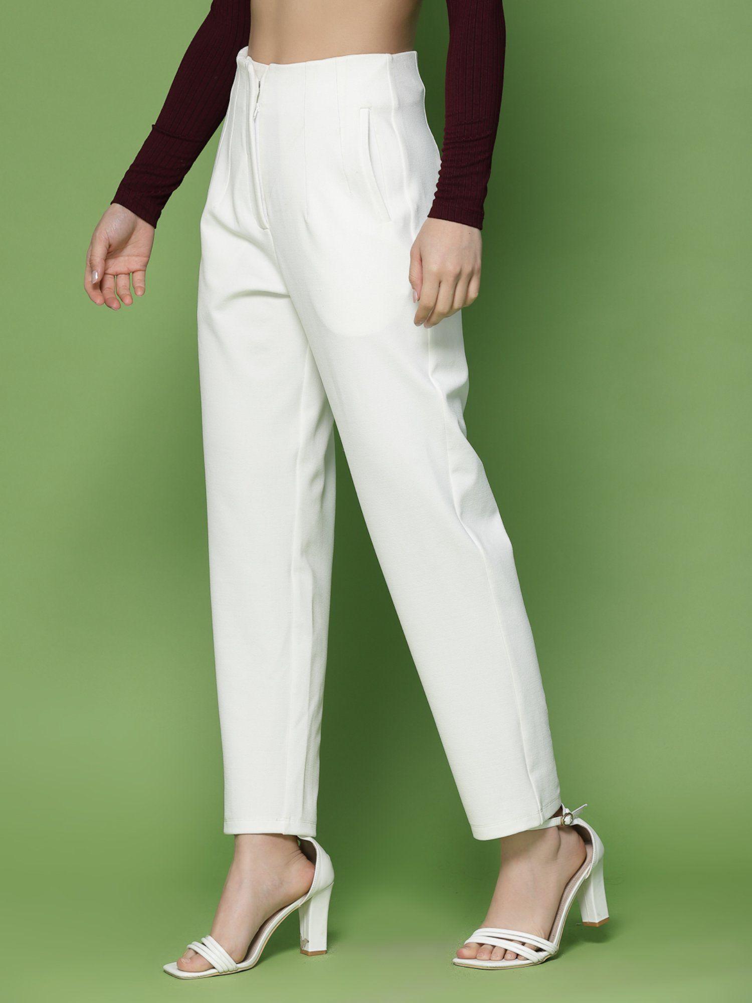 white solid trousers