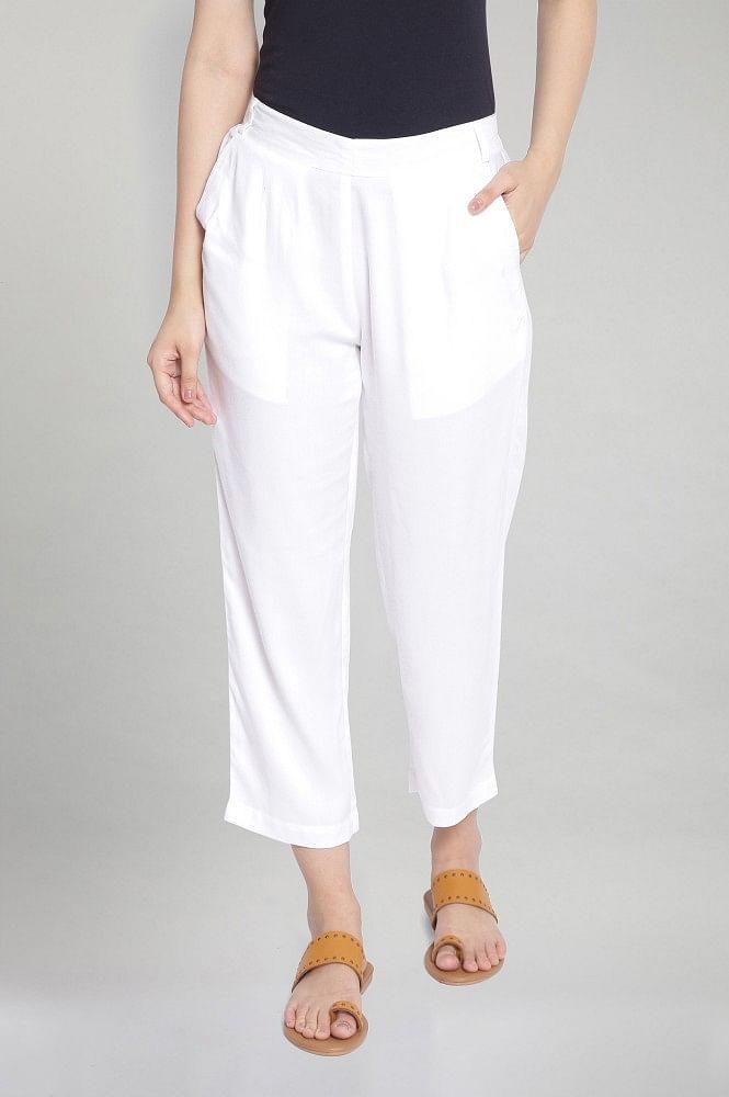 white solid trousers