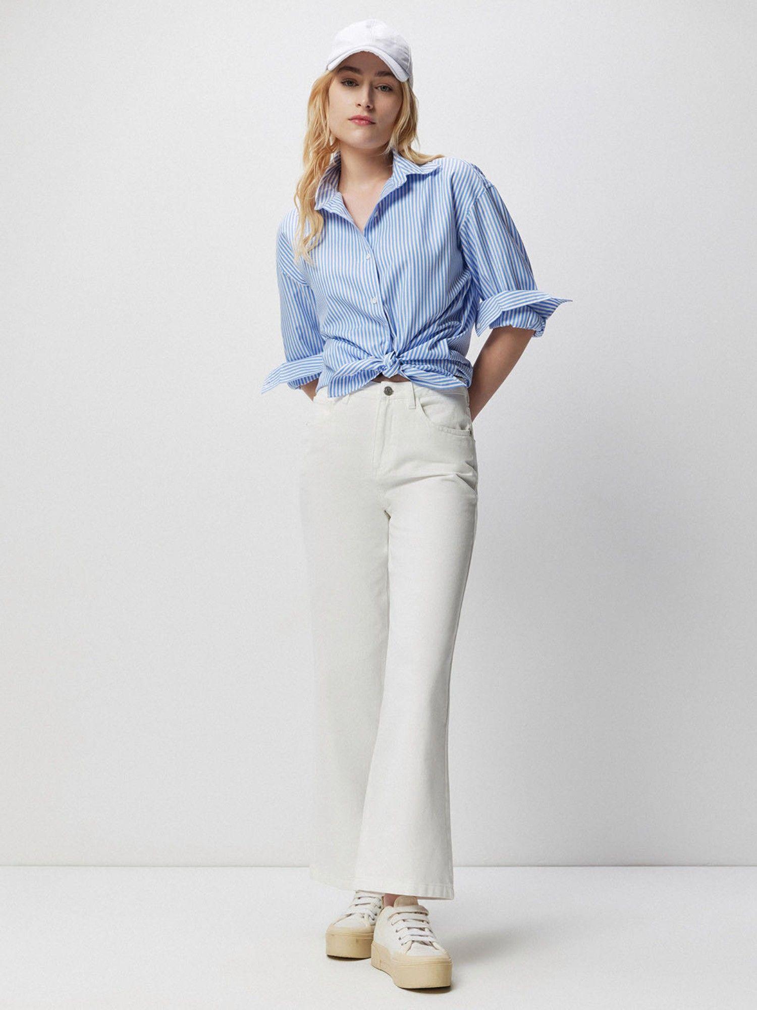 white solid wide leg jeans