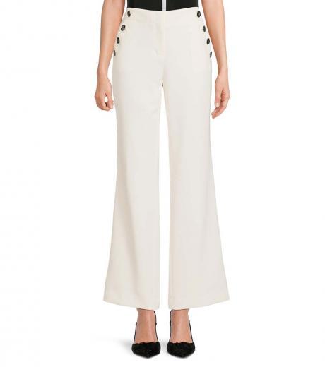white solid wide leg pants