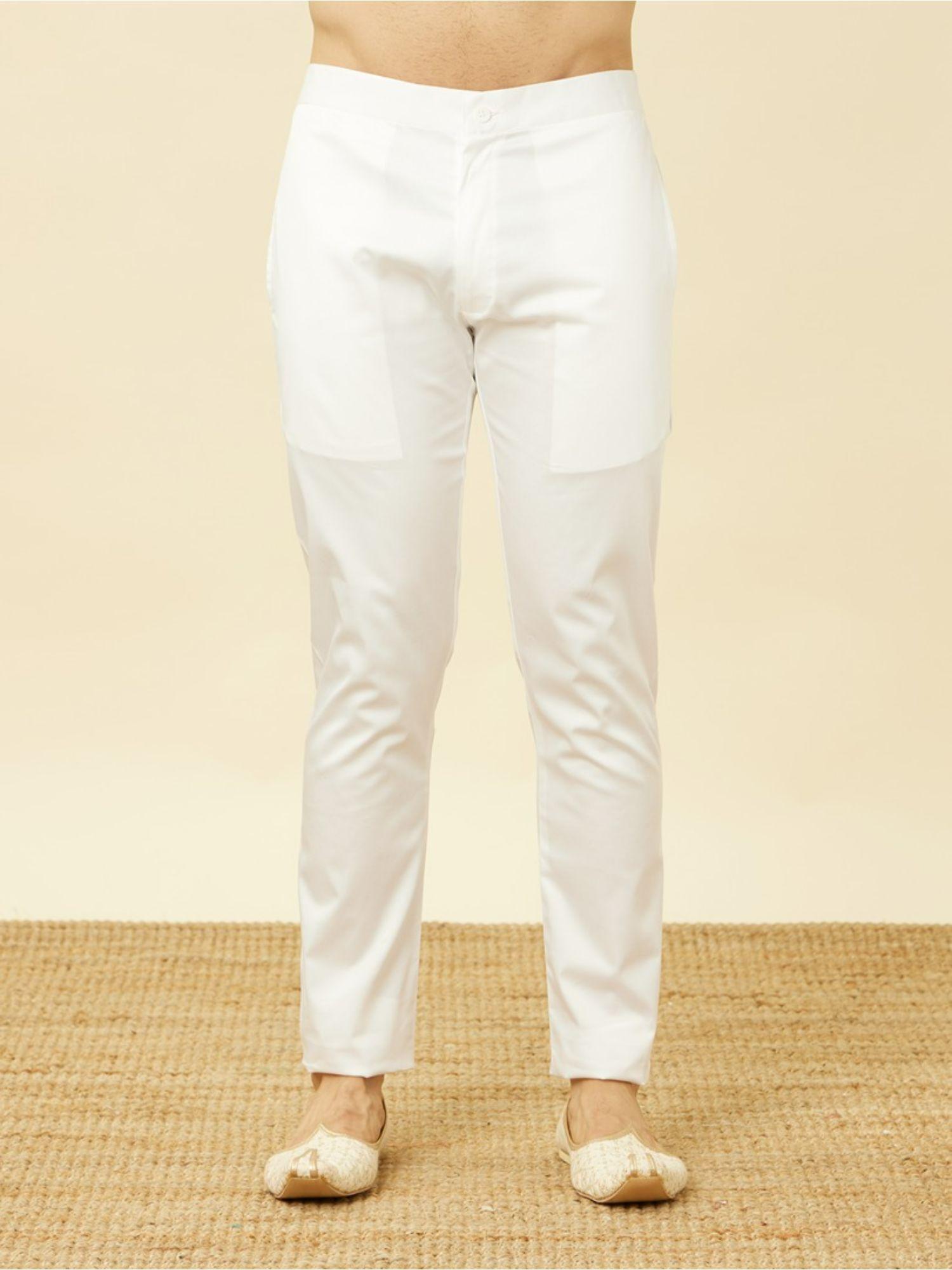 white spandex solid pant style pyjama