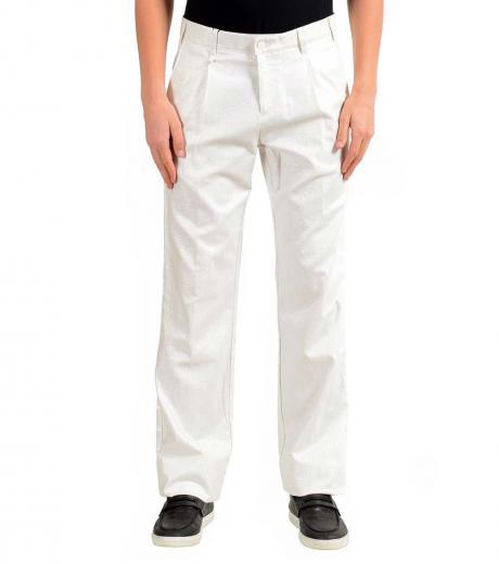 white sparkling pleated dress pants