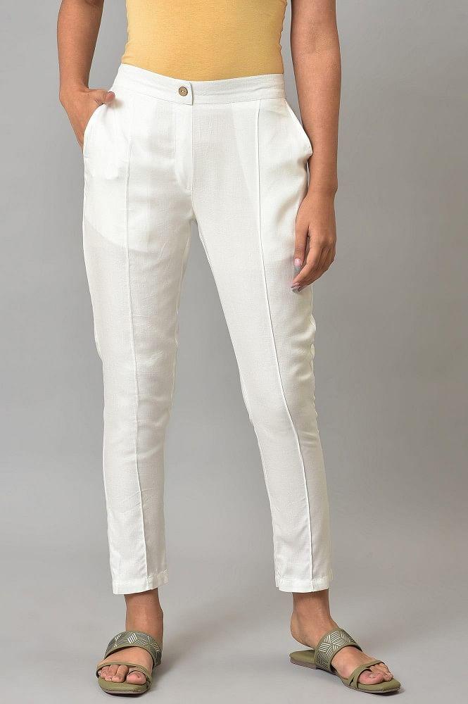 white straight fit trouser pants