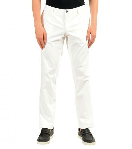 white stretch casual pants