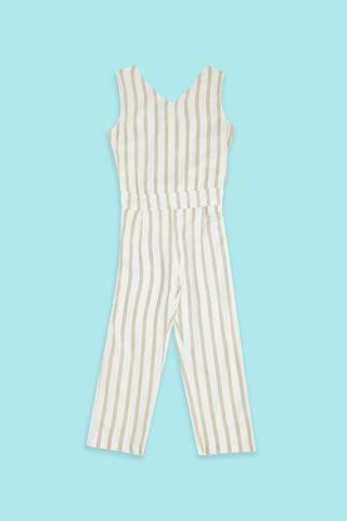white stripe strappy neck casual ankle-length sleeveless girls regular fit jumpsuit