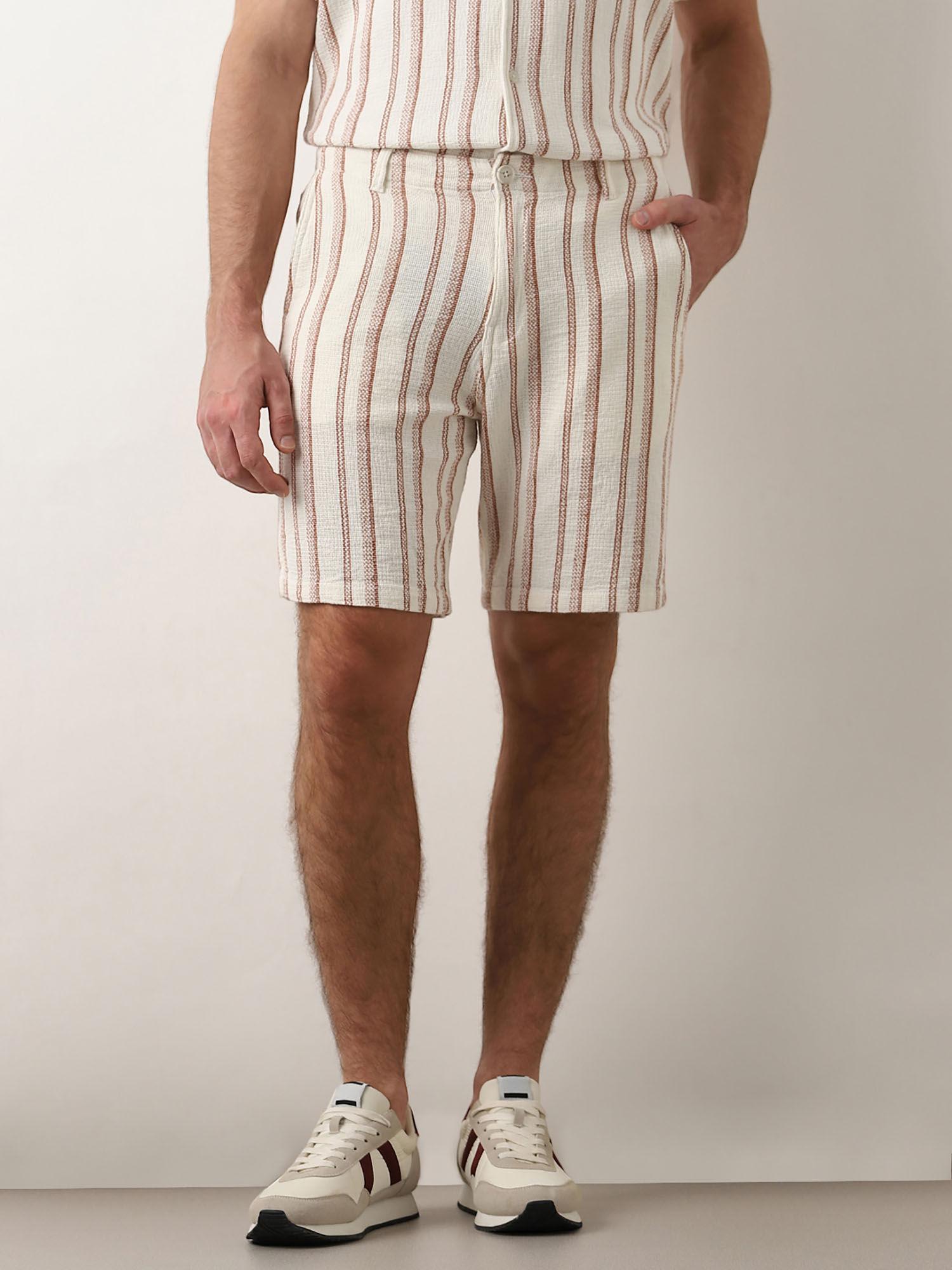white striped co ord set shorts