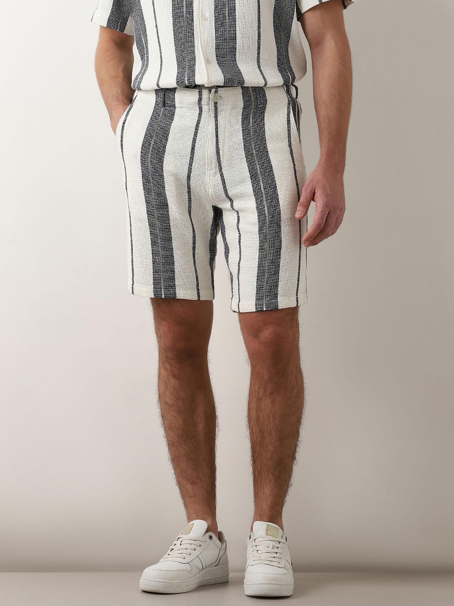 white striped co ord set shorts