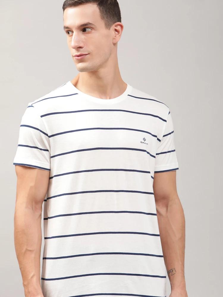 white striped crew neck tshirt