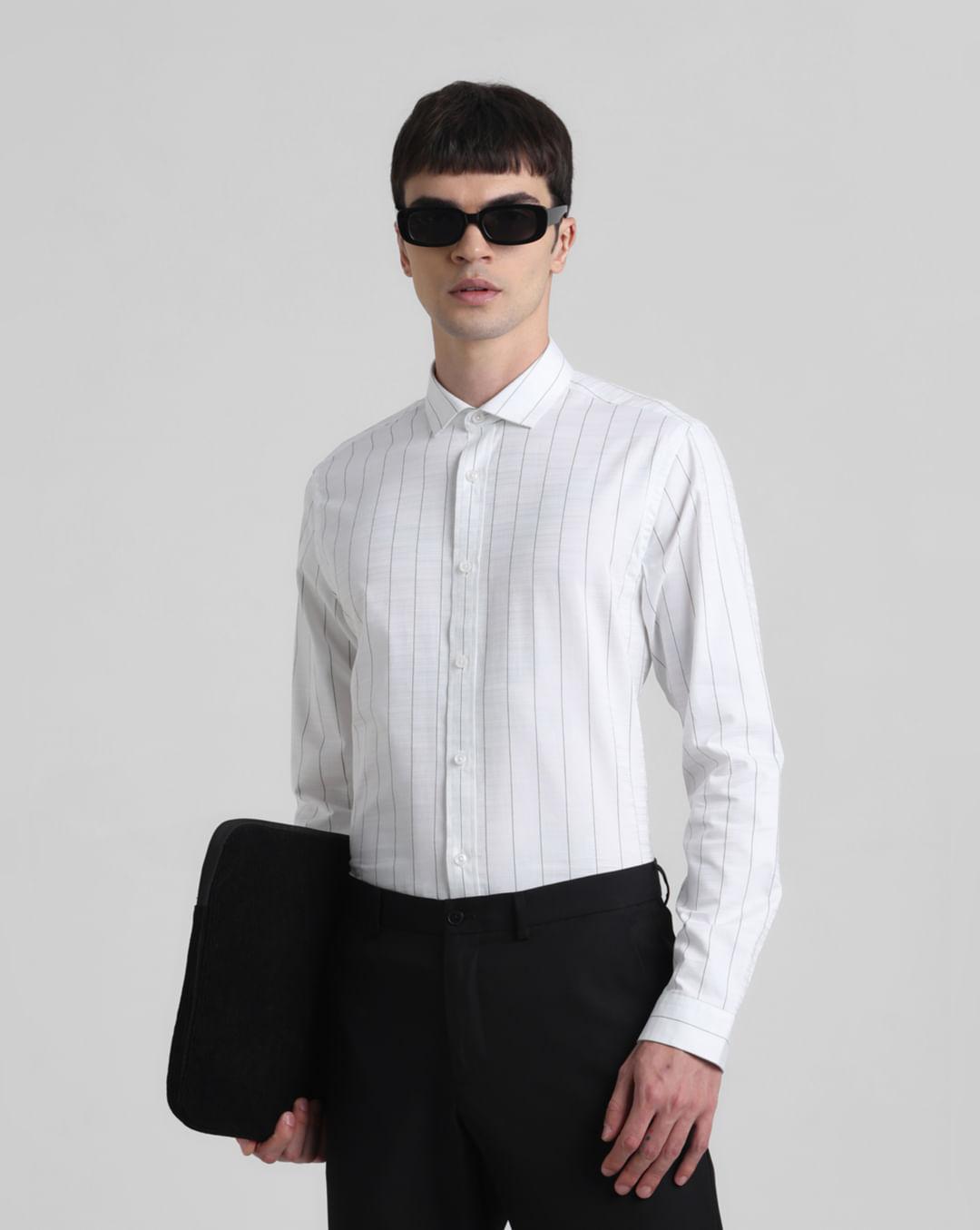white striped dobby cotton shirt