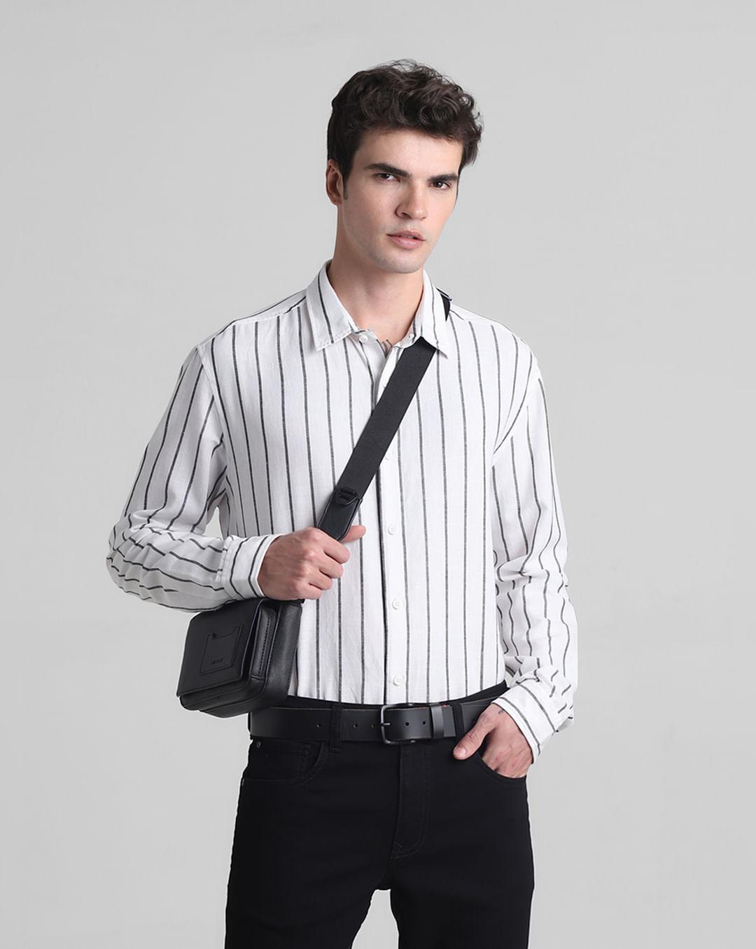 white striped full sleeves shirt