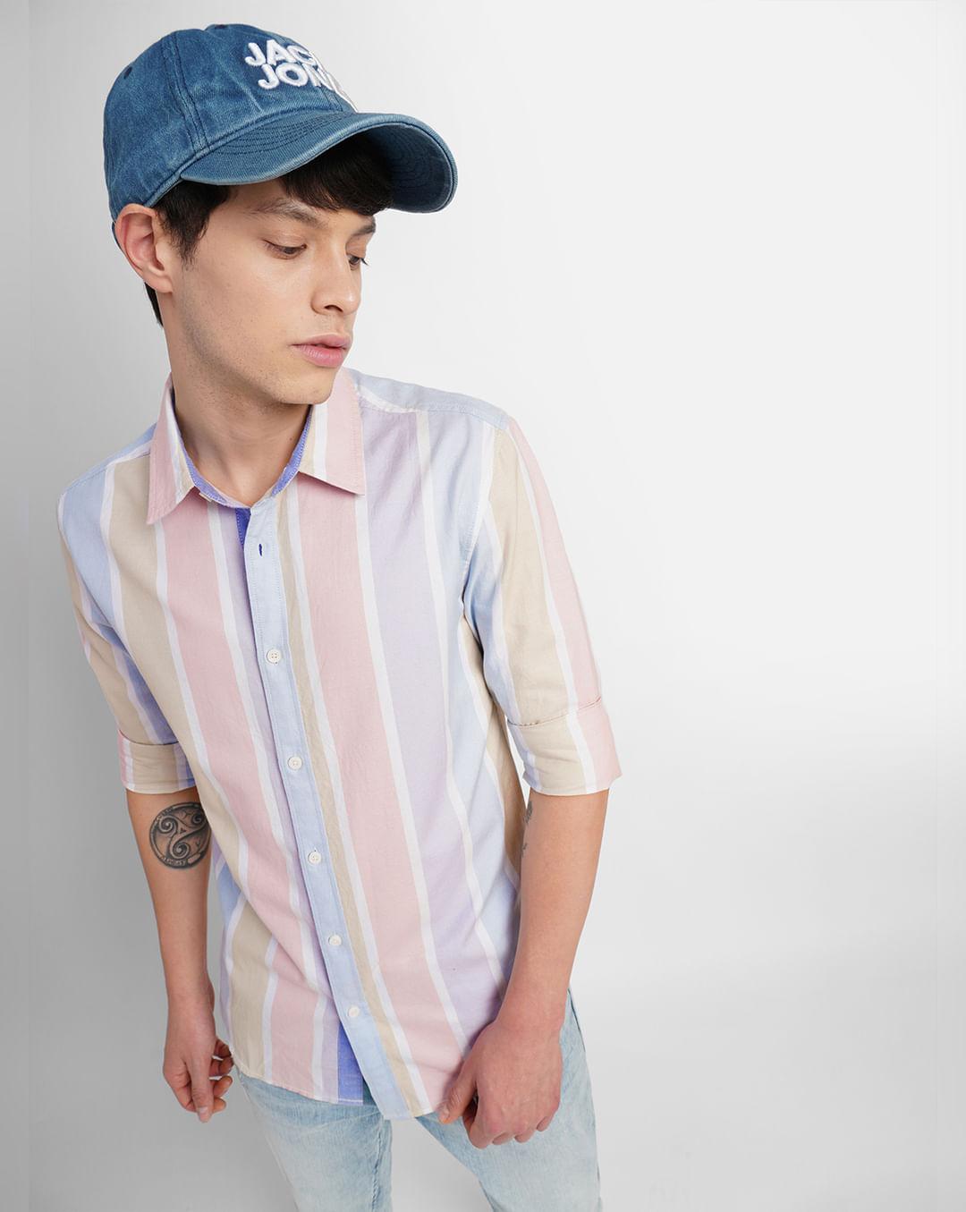 white striped full sleeves shirt