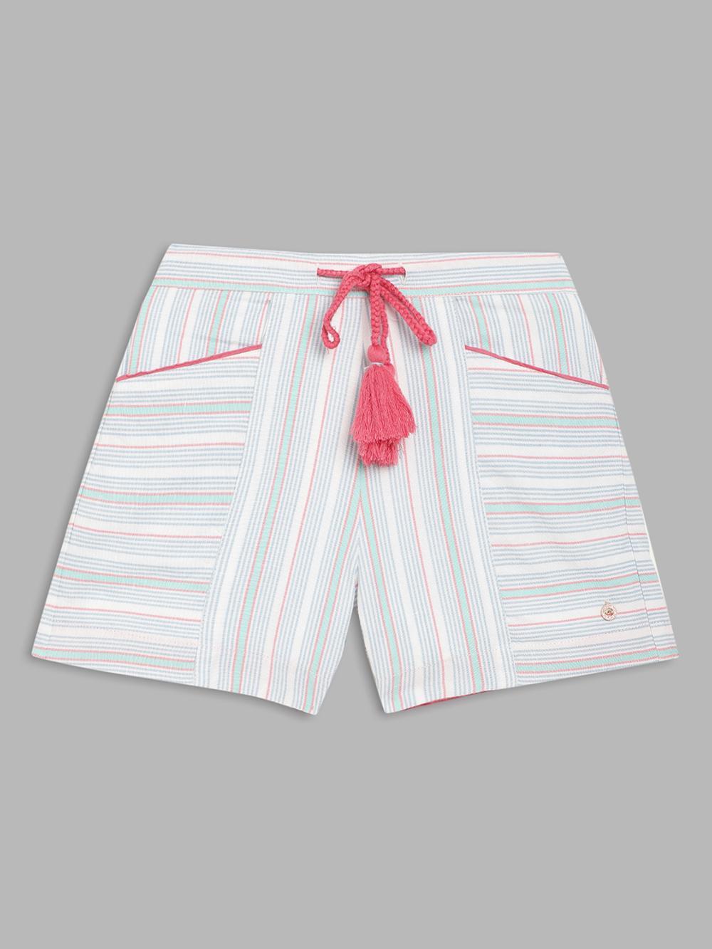 white striped regular fit shorts