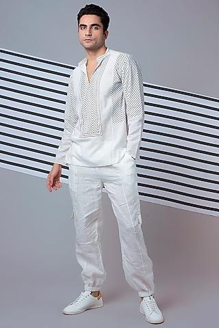 white striped yoke shirt