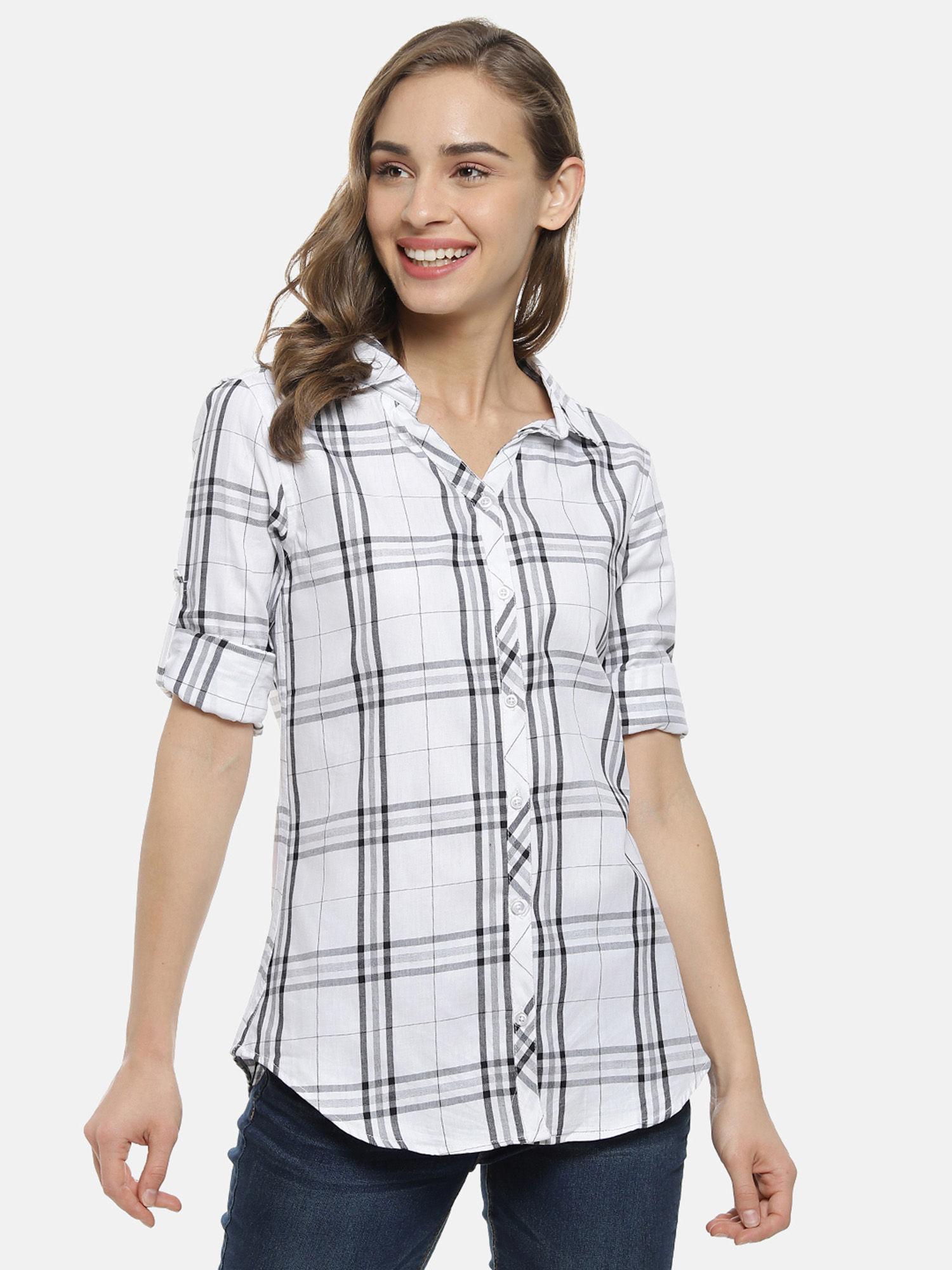 white stylish checkered casual shirt