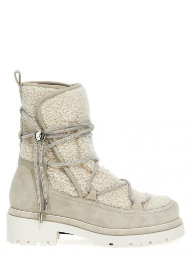 white suede shearling ankle boots