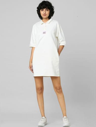 white sweatshirt dress