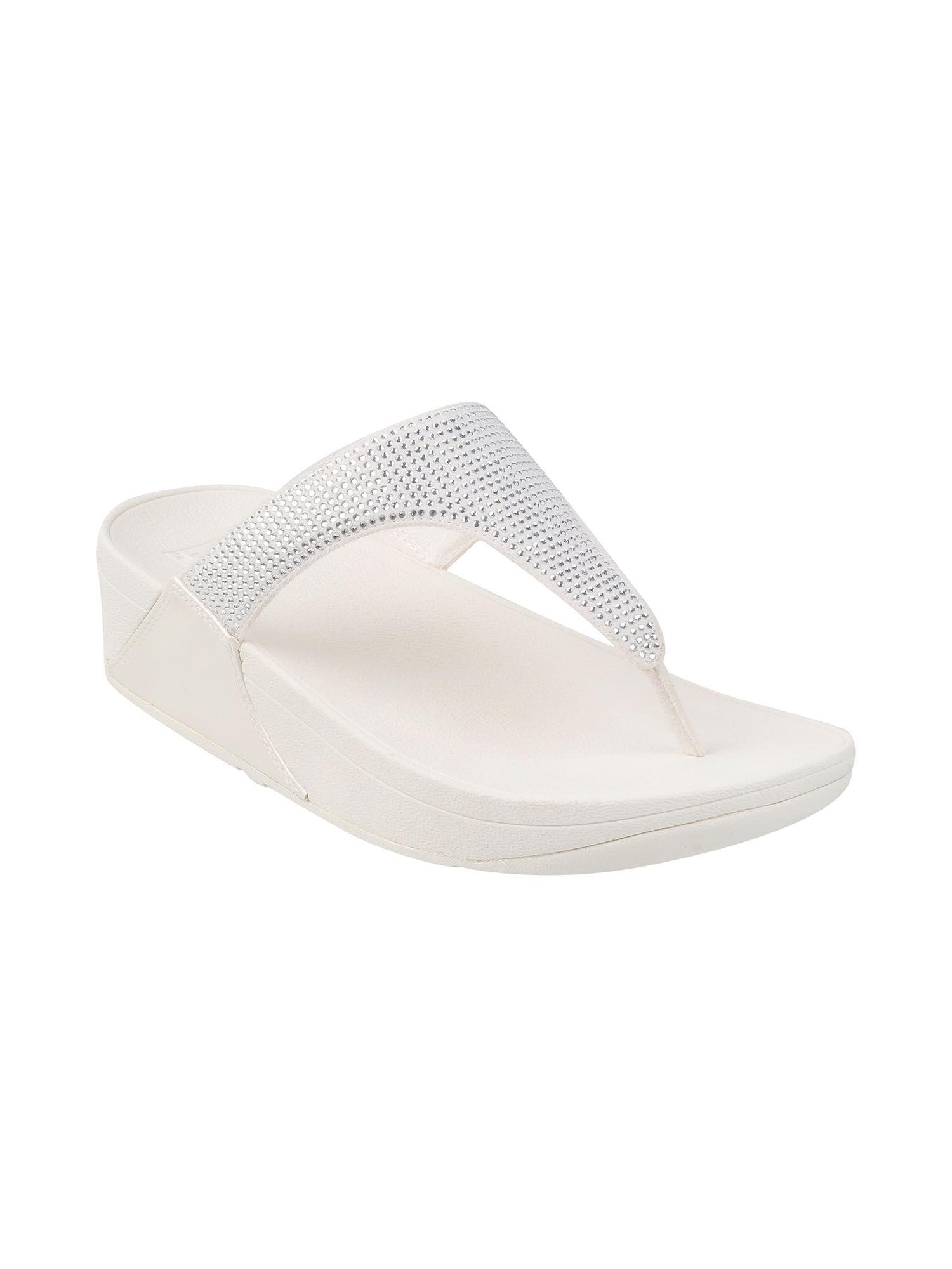 white synthetic women sandals