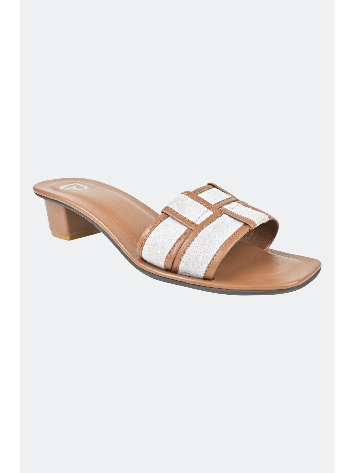 white tan lattice heel for women