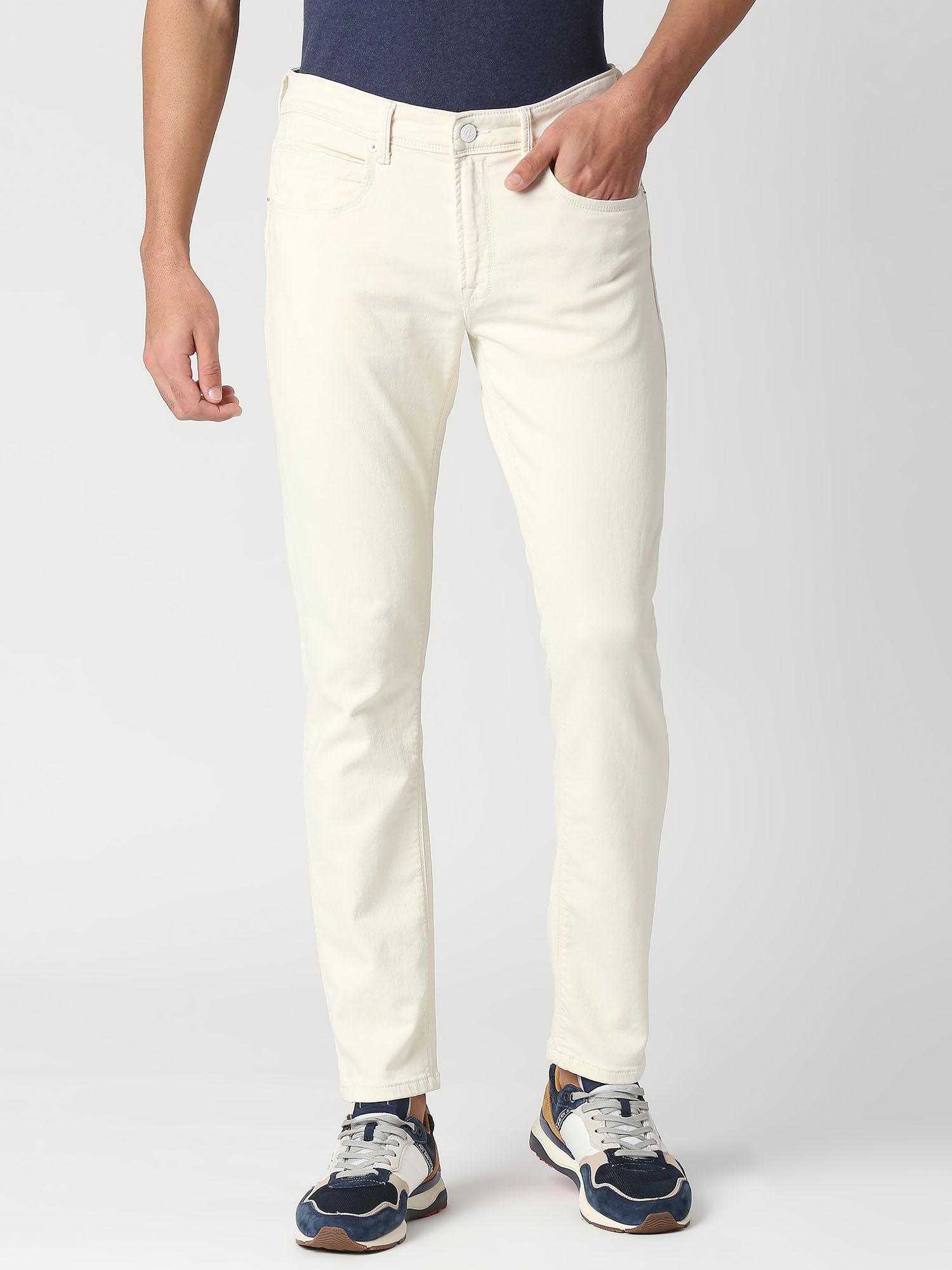 white tapered vapour tapered fit low waist jeans