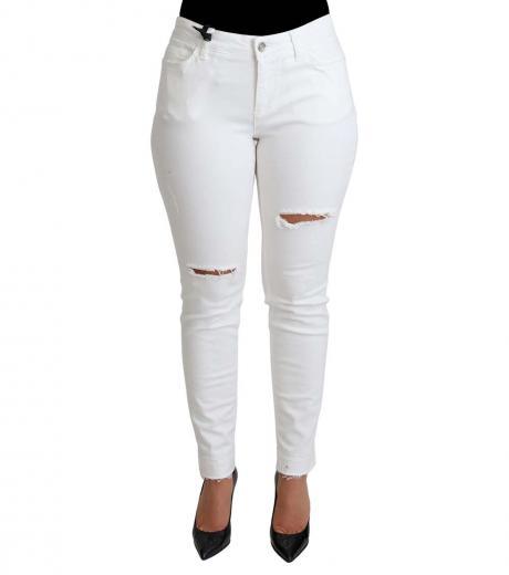 white tattered skinny jeans